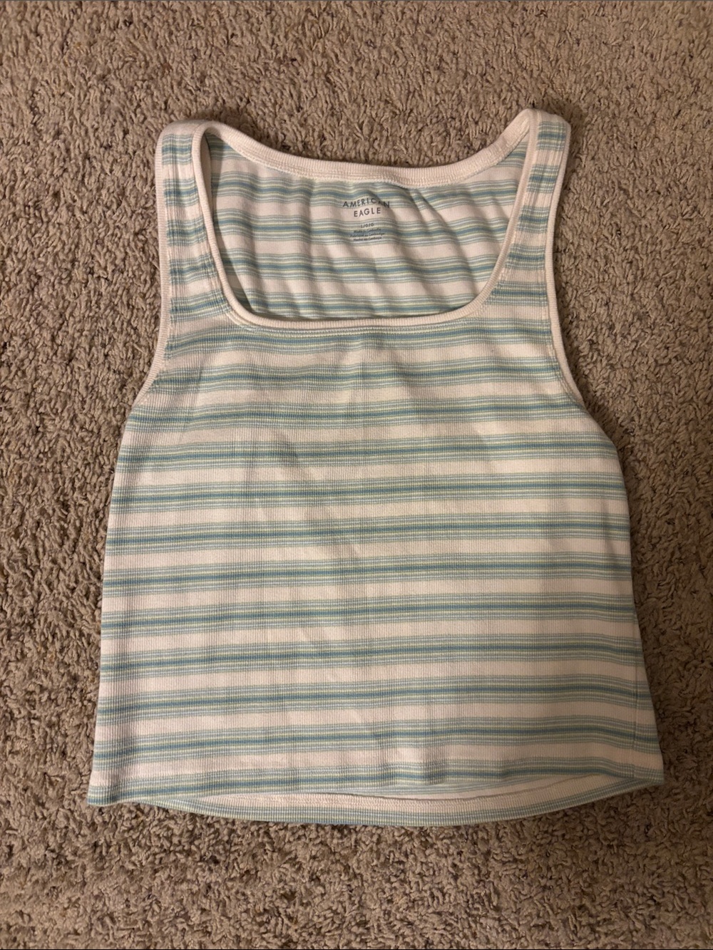 American Eagle Ribbed Tank with Mint & White Stripes